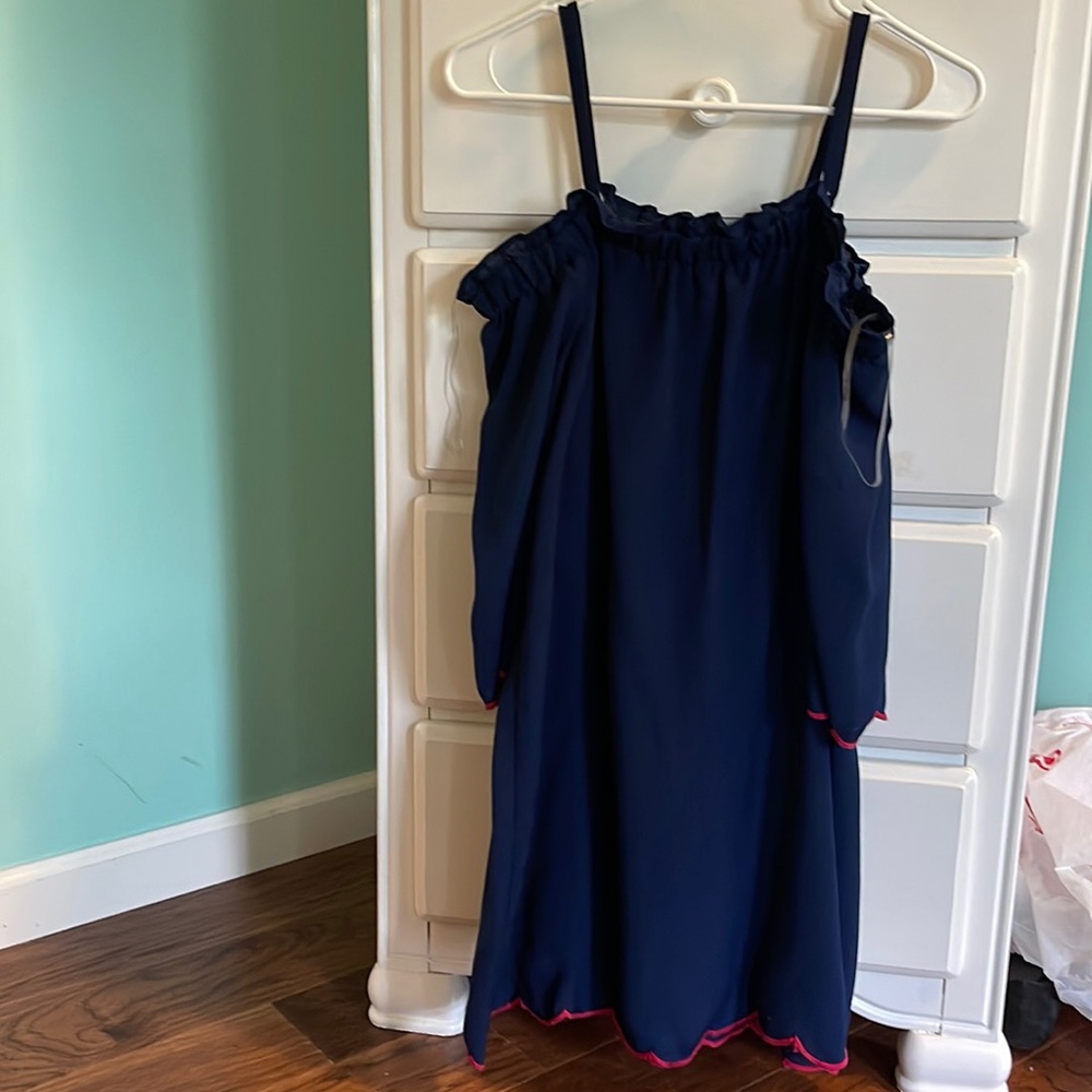 Off the shoulder dress with scalloped detail